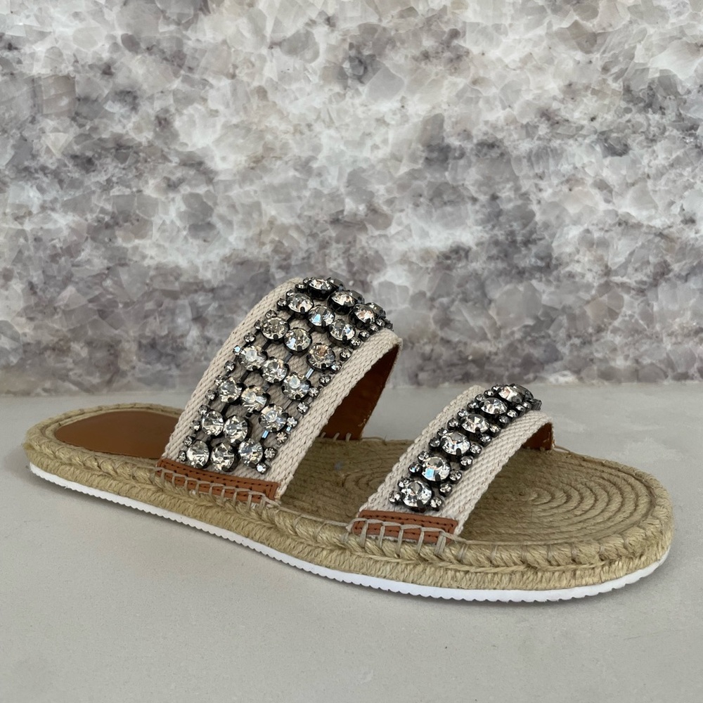 See by Chloé Crystal Embellished Canvas Sandals